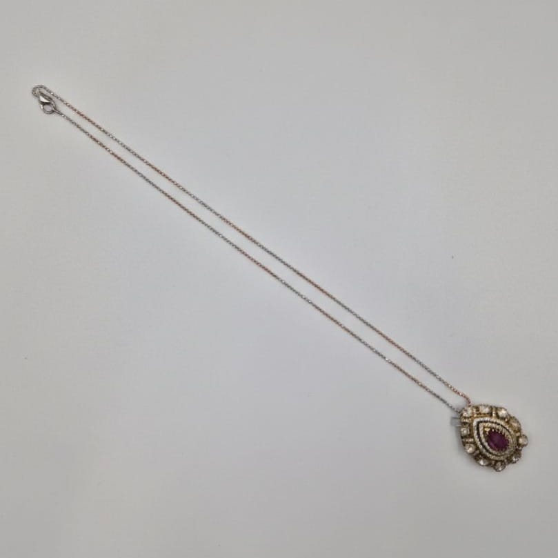 Shri Modi Jewellers - Ruby Tear Drop Pendant Necklace